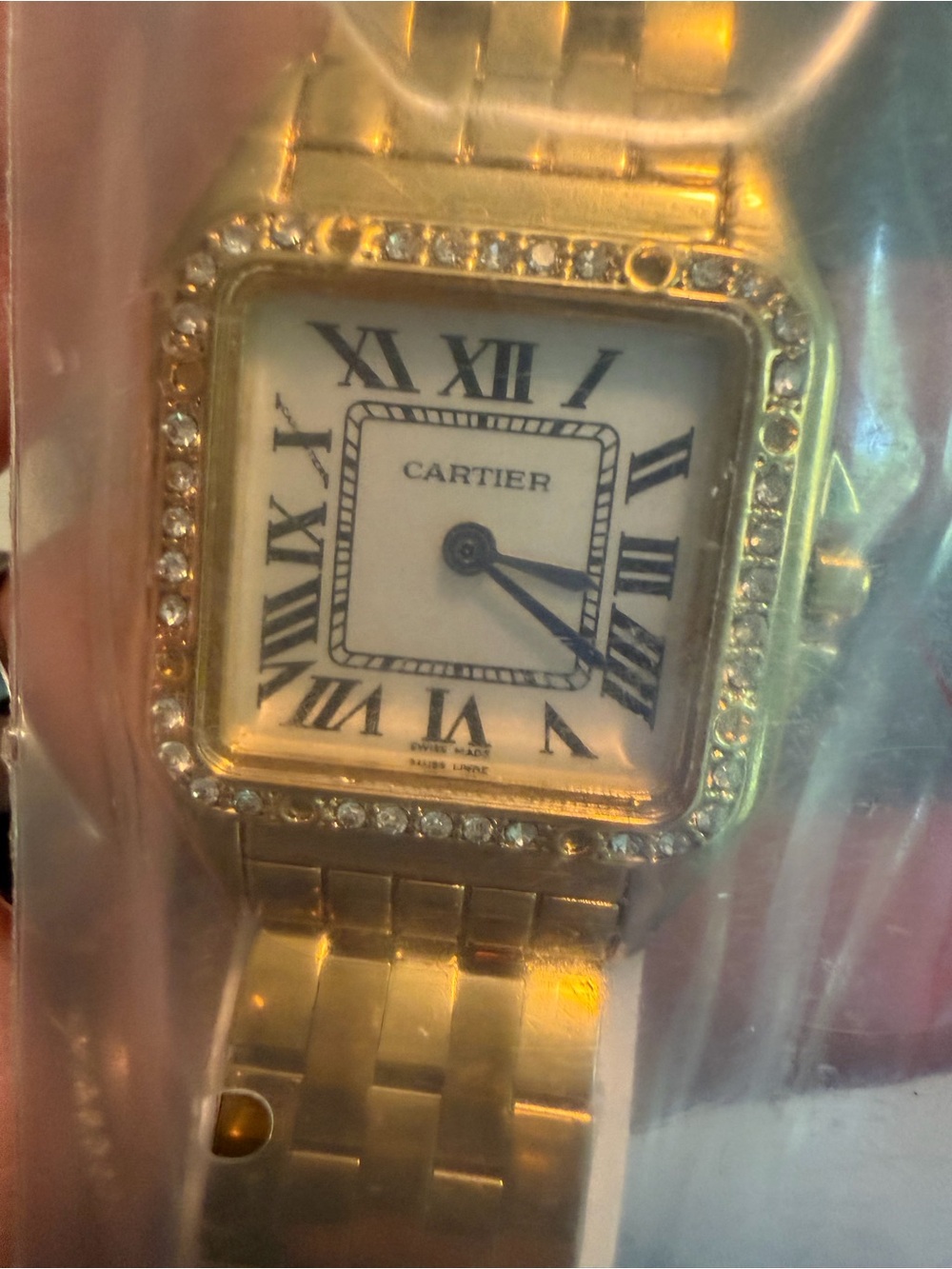 22mm Gold and White Crystal-Trim Women's Bracelet Watch